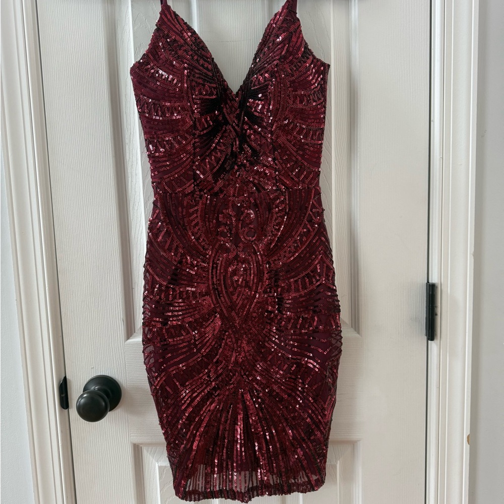 Windsor Burgundy Sequin Mini Dress
